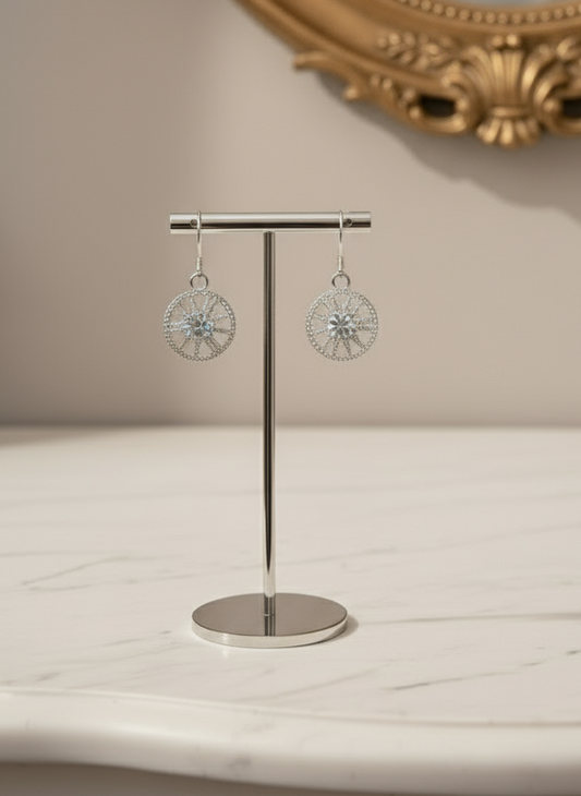 925 Sterling Silver Starburst Drop Earrings