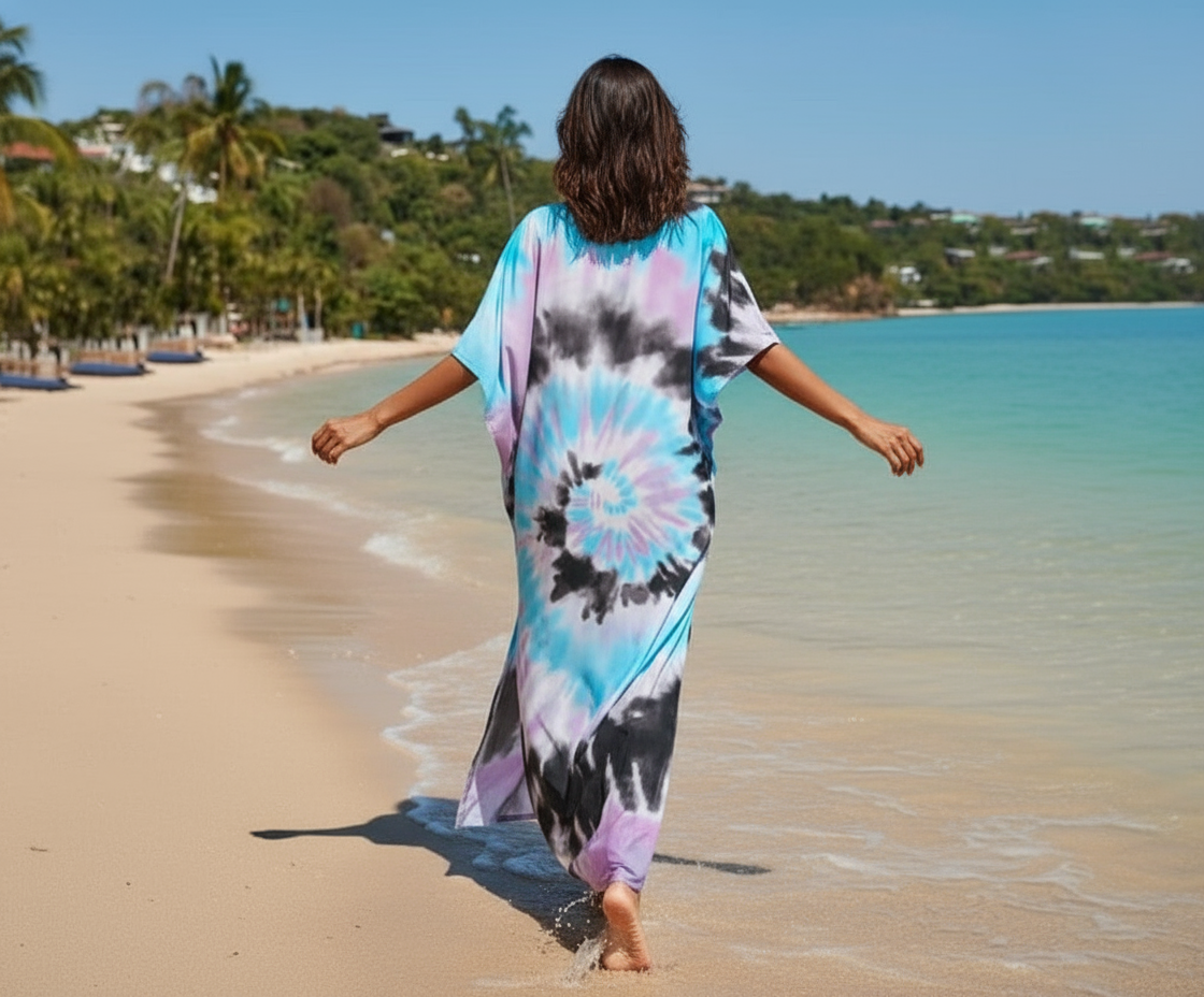 Drift Away Daydream Tie-Dye Maxi Kaftan Dress