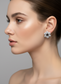 Crystal Flower Stud Earrings Silver Tone