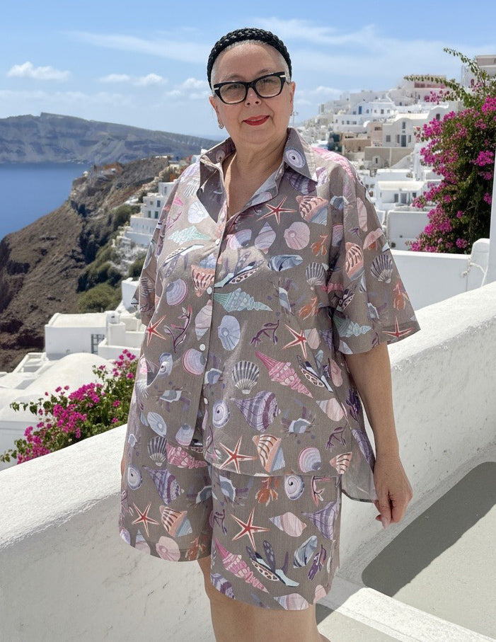 Mushroom Seashell Button Up Short Set