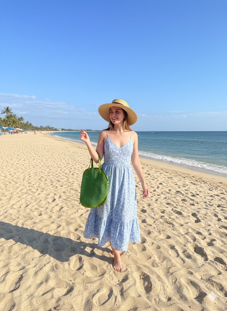 Round Woven Beach Bag Boho Circle Tote