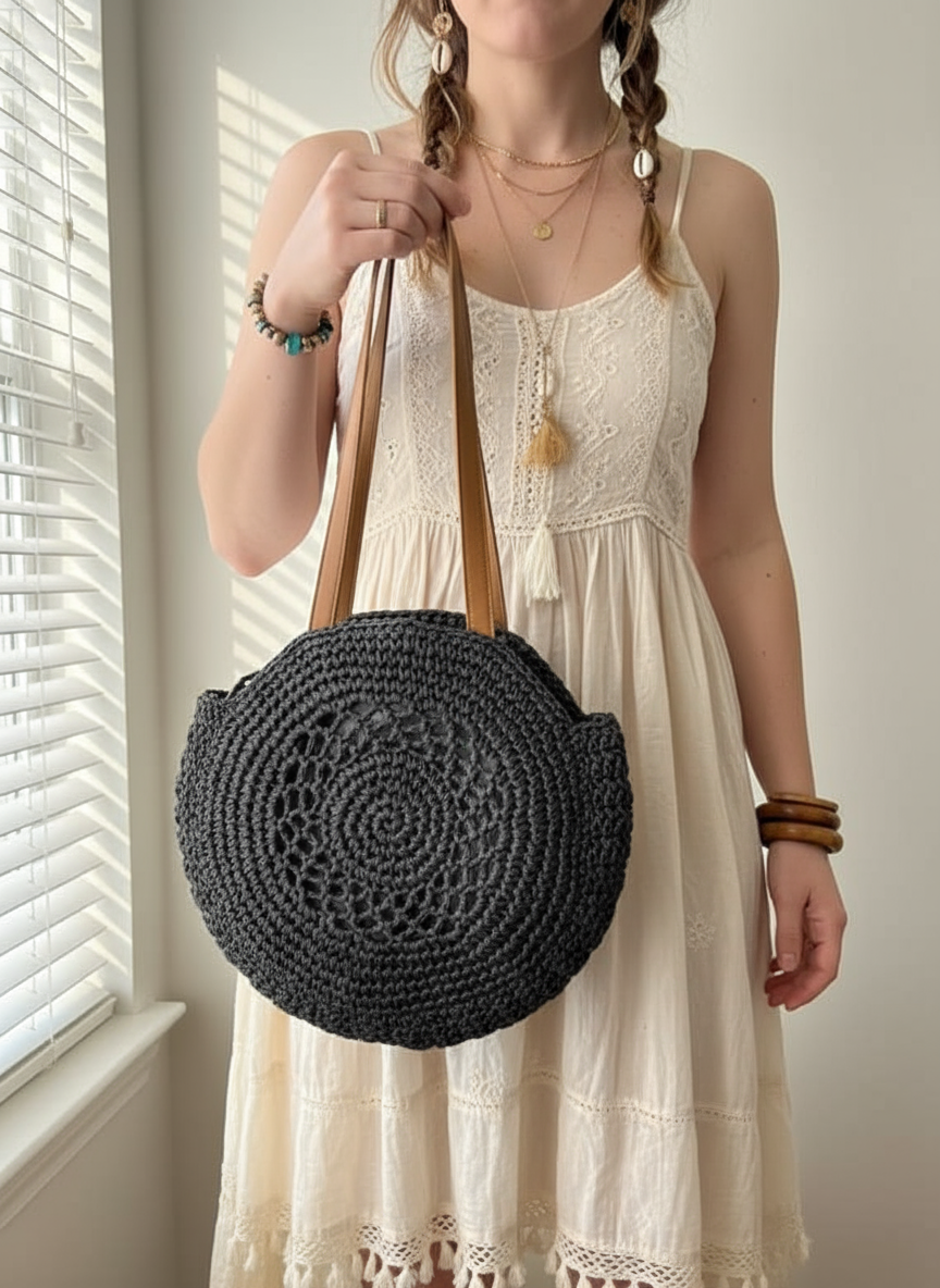 Midnight Moon Grey Zip Bag Large