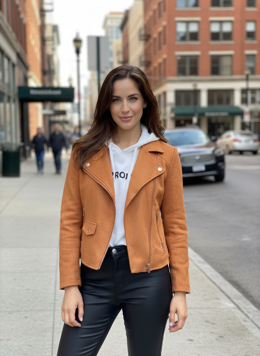 Camel Tan Brown Cordaroy Zip Jacket