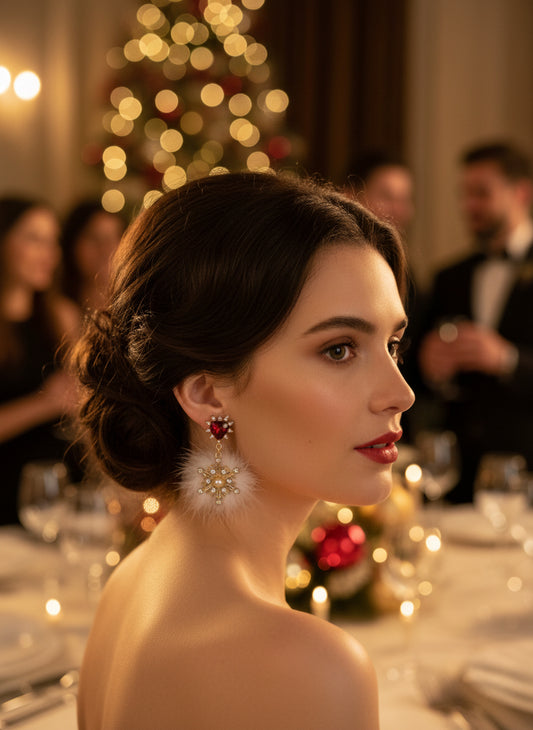 Holly Jolly Snowflake Statement Earrings