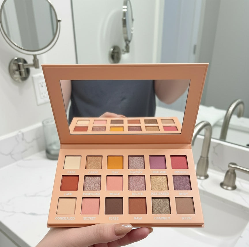 Rosy Nude 18Shade Eyeshadow Palette Matte, Shimmer & Glitter Mix