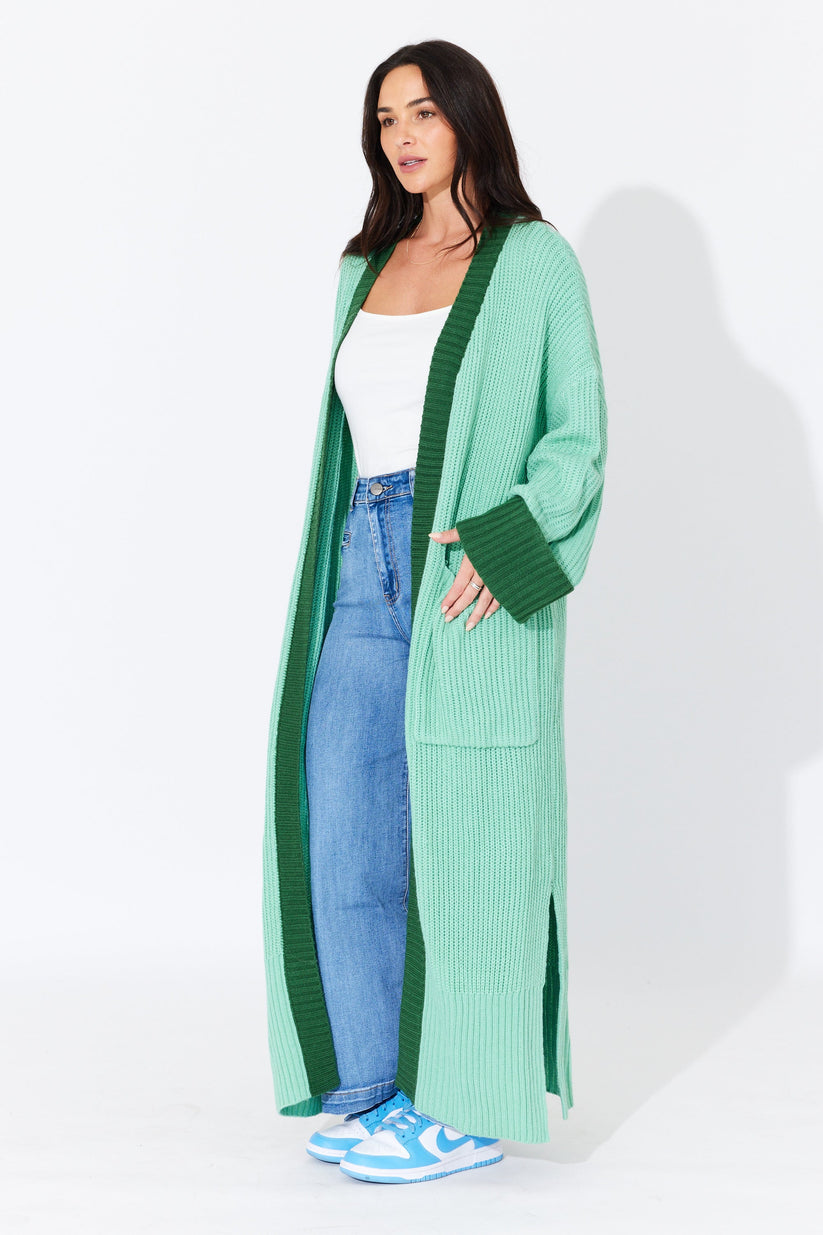 KHLOE Mint Green Oversized CARDI