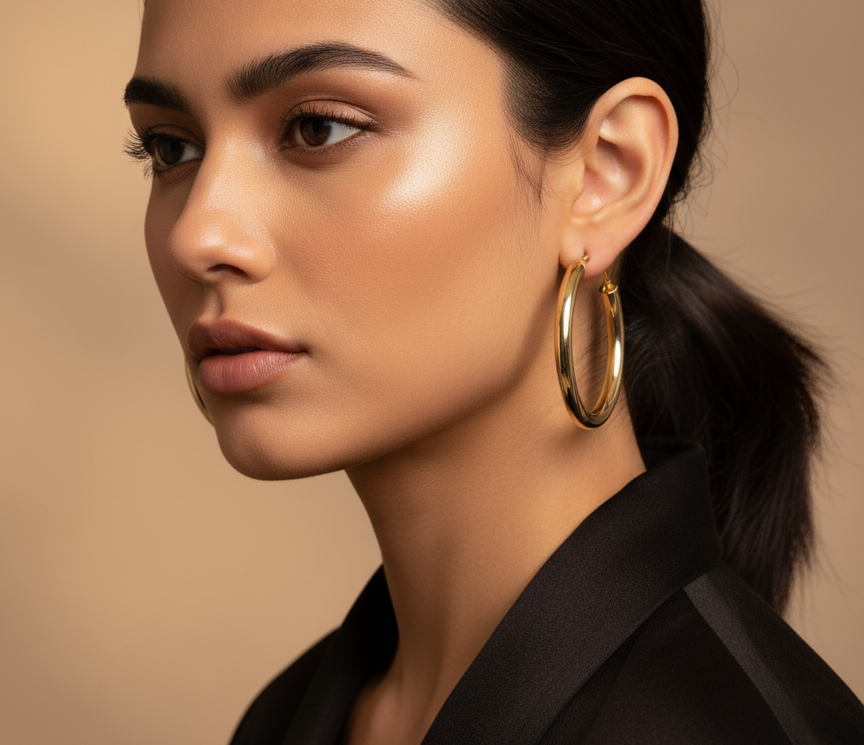 Classic Gold Tone Hoop Earrings Everyday Luxe