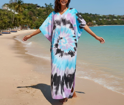Drift Away Daydream Tie-Dye Maxi Kaftan Dress