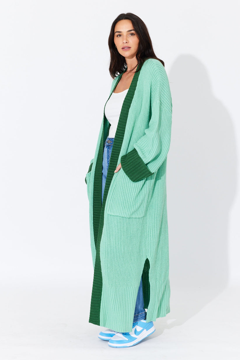 KHLOE Mint Green Oversized CARDI