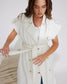 BELLA White Denim long line Trench Open Vest or Button Up