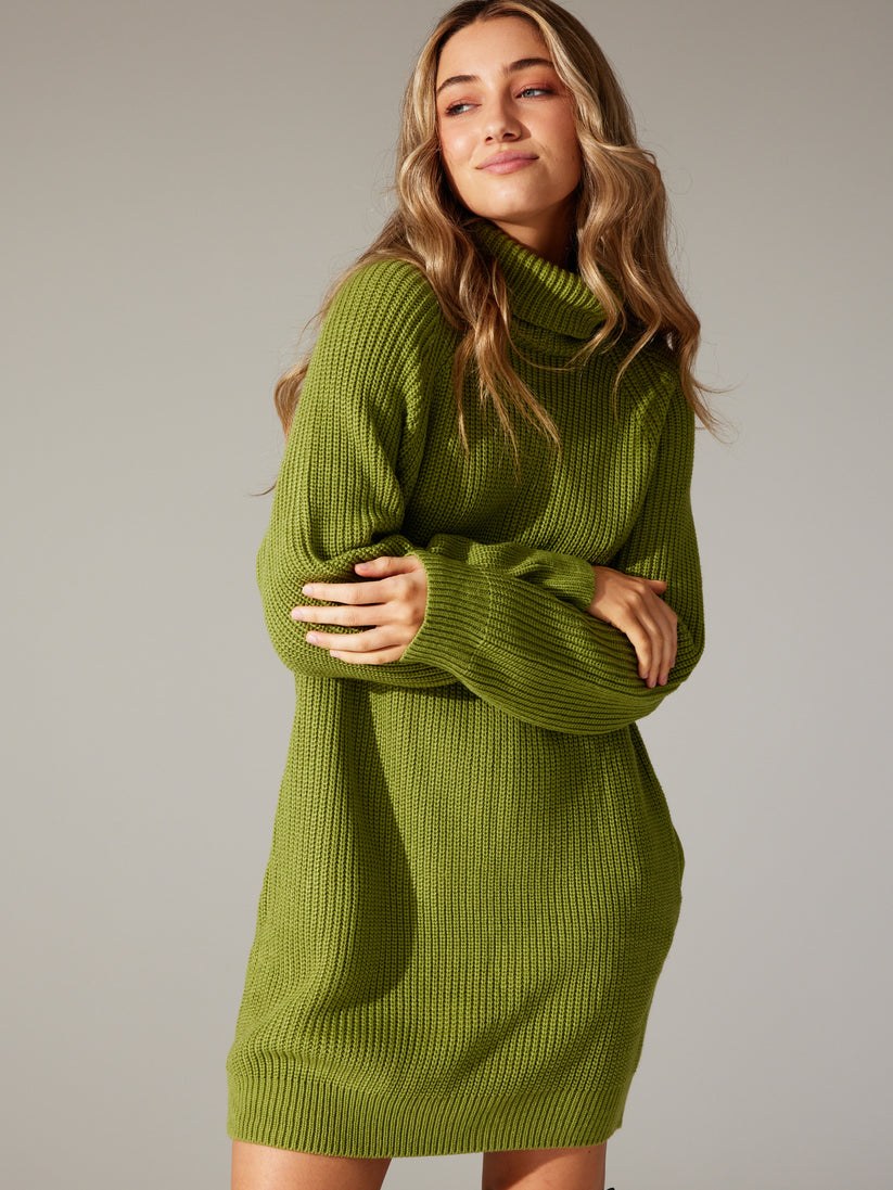 PINA OLIVE SWEATER DRESS