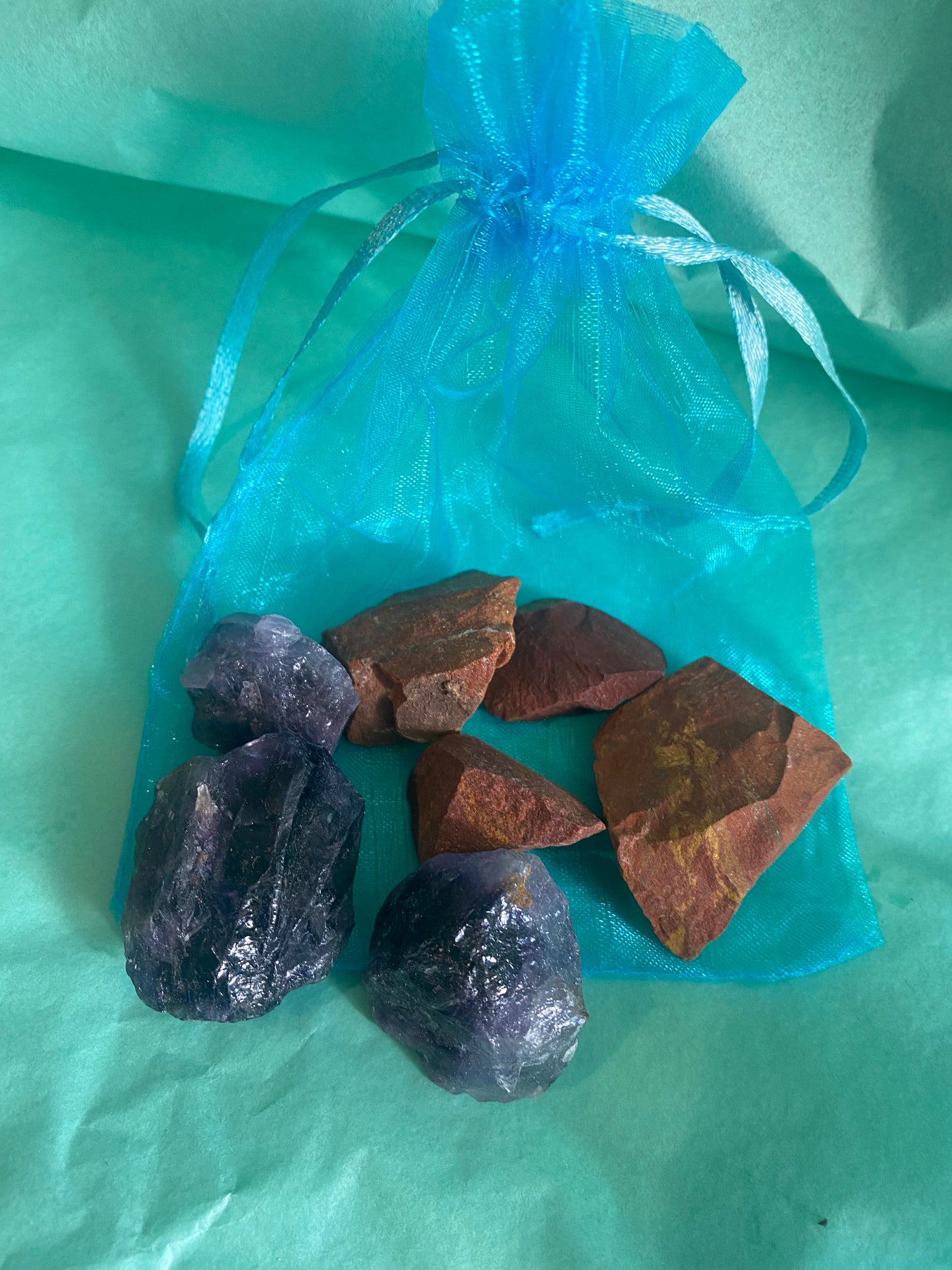 3 Peice Set Natural Raw Rouge Gemstones- Red Jasper & Amethyst crystal Aambers Goodies xx 