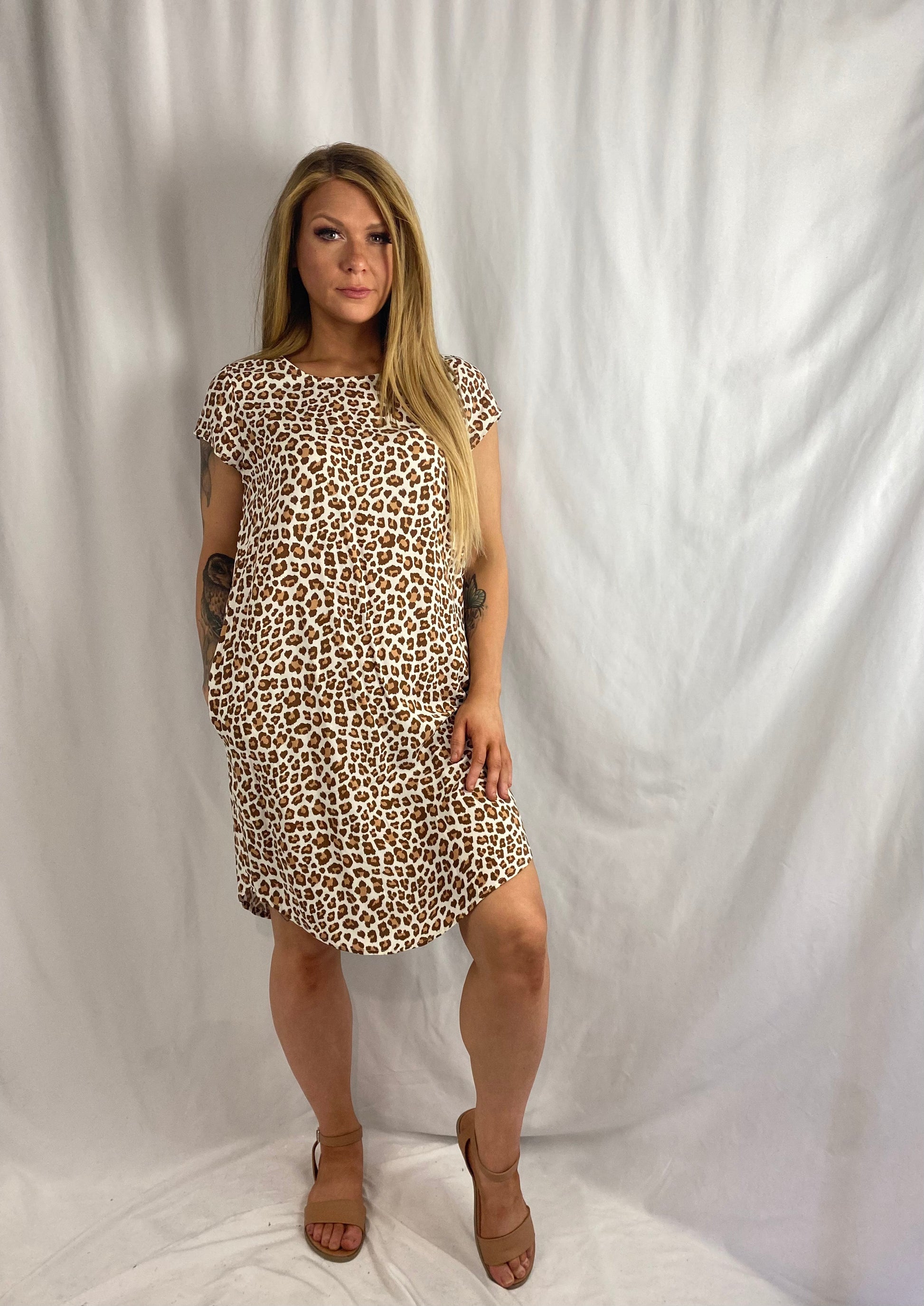 ALANI Caramel Leopard Midi Dress Dresses Aambers Goodies xx 