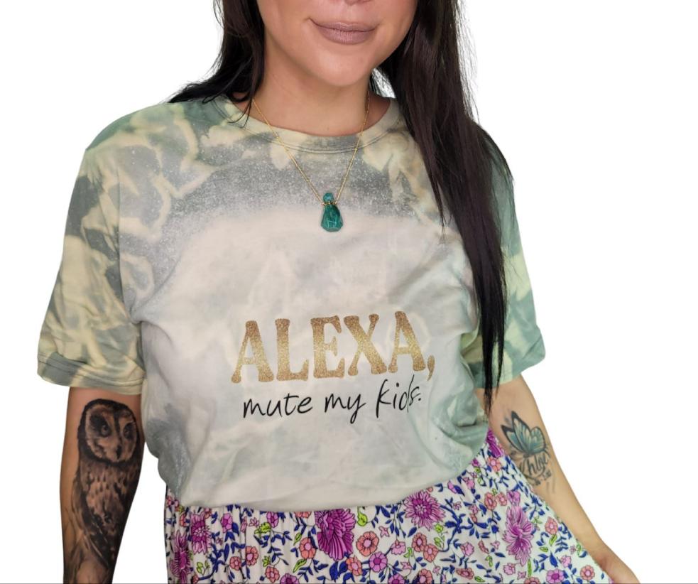 ALEXA Mute My Kids Green Graphic Design T-Shirt - Handmade Tshirt Aambers Goodies xx 6-12 au (XS-L) 