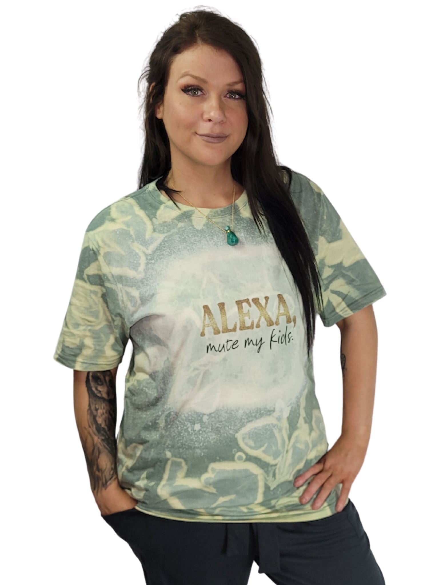 ALEXA Mute My Kids Green Graphic Design T-Shirt - Handmade Tshirt Aambers Goodies xx 