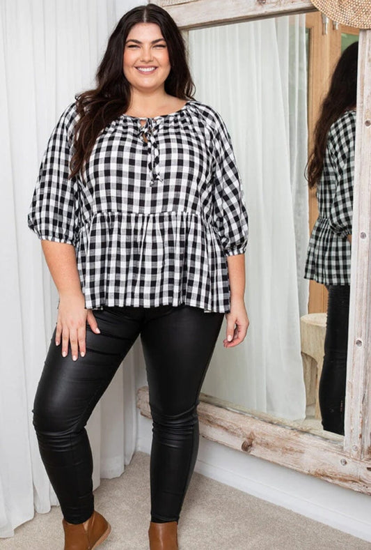 ALLURA Top - Gingham Black/Off White Aambers Goodies xx 