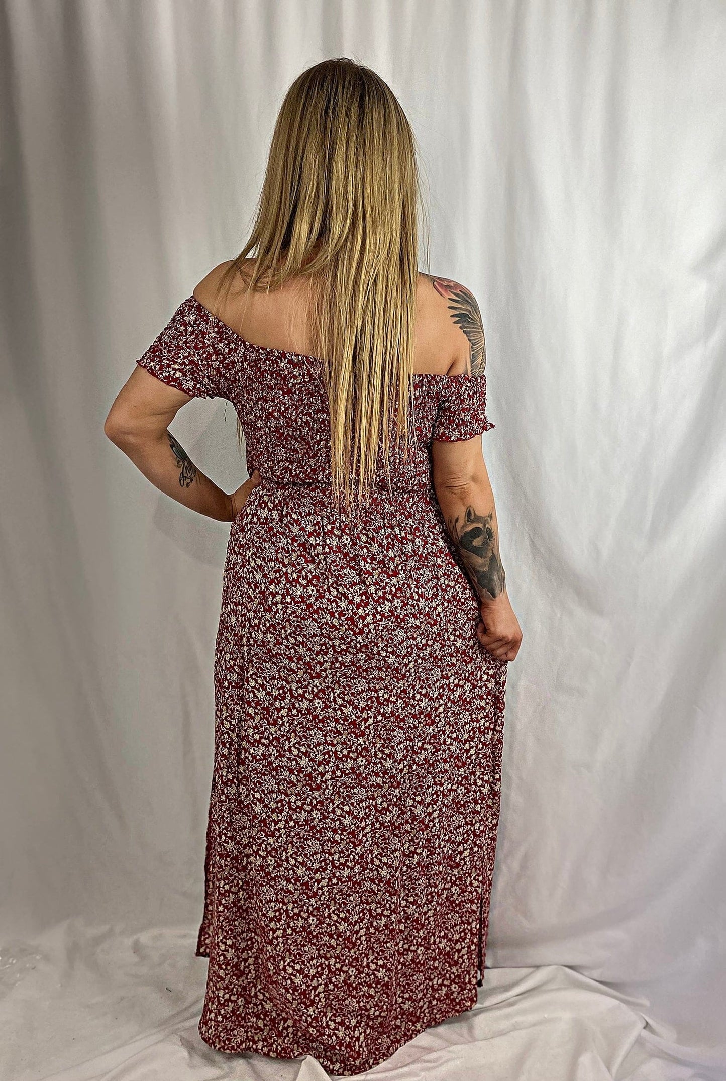 ANNIE Red Floral Maxi Stretch Dress Dresses Aambers Goodies xx 