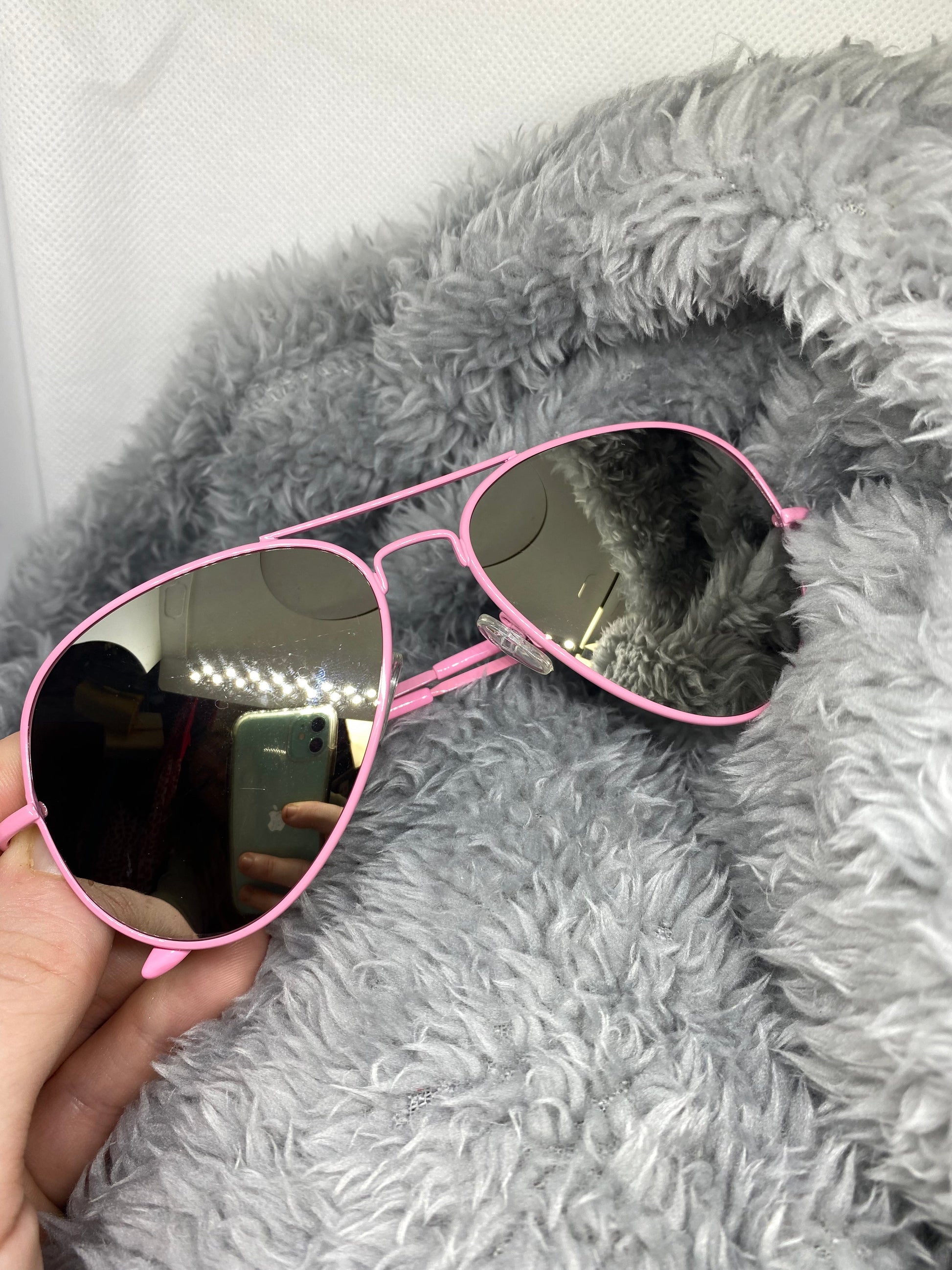 AVIATOR Coloured Framed Sunglasses + Free Drawstring Bag Sunglasses Aambers Goodies xx Pink 
