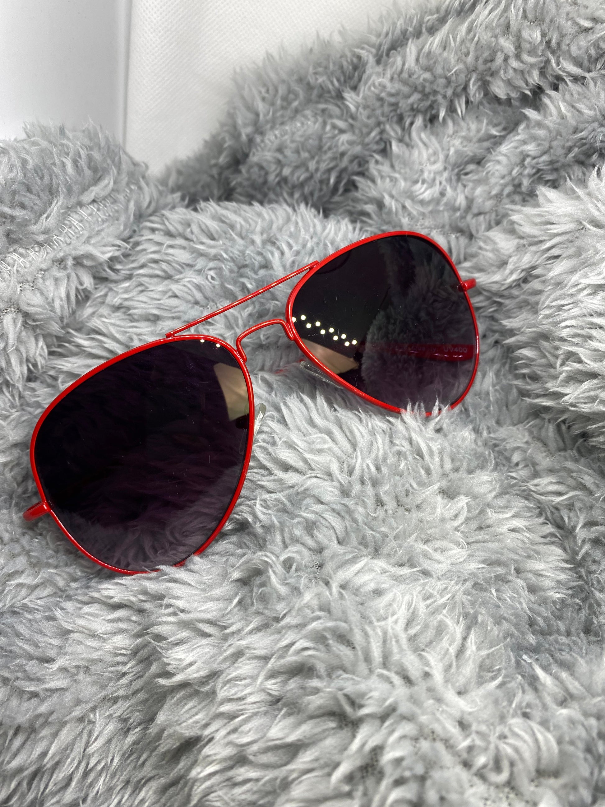 AVIATOR Coloured Framed Sunglasses + Free Drawstring Bag Sunglasses Aambers Goodies xx Red 