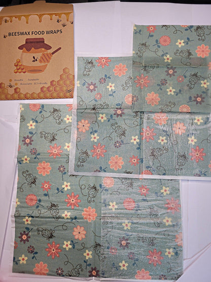 BEESWAX 3 Pack Food Coverings - Re-useable Household Supplies Aambers Goodies xx Blue Flowers 