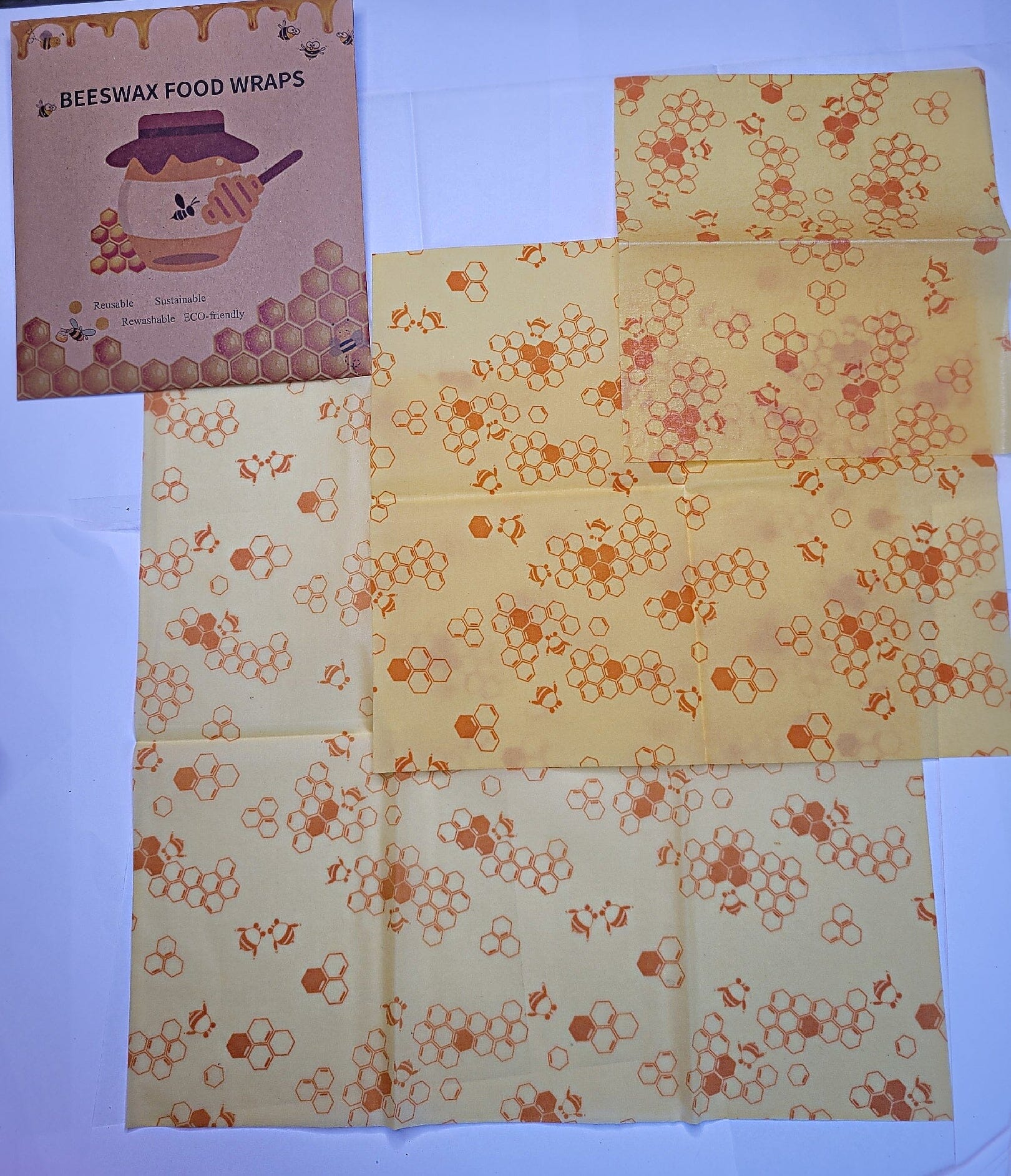 BEESWAX 3 Pack Food Coverings - Re-useable Household Supplies Aambers Goodies xx Honey Comb 