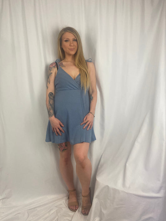 Blue Front V Neck cami Strappy Dress Aambers Goodies xx 4-12 au 