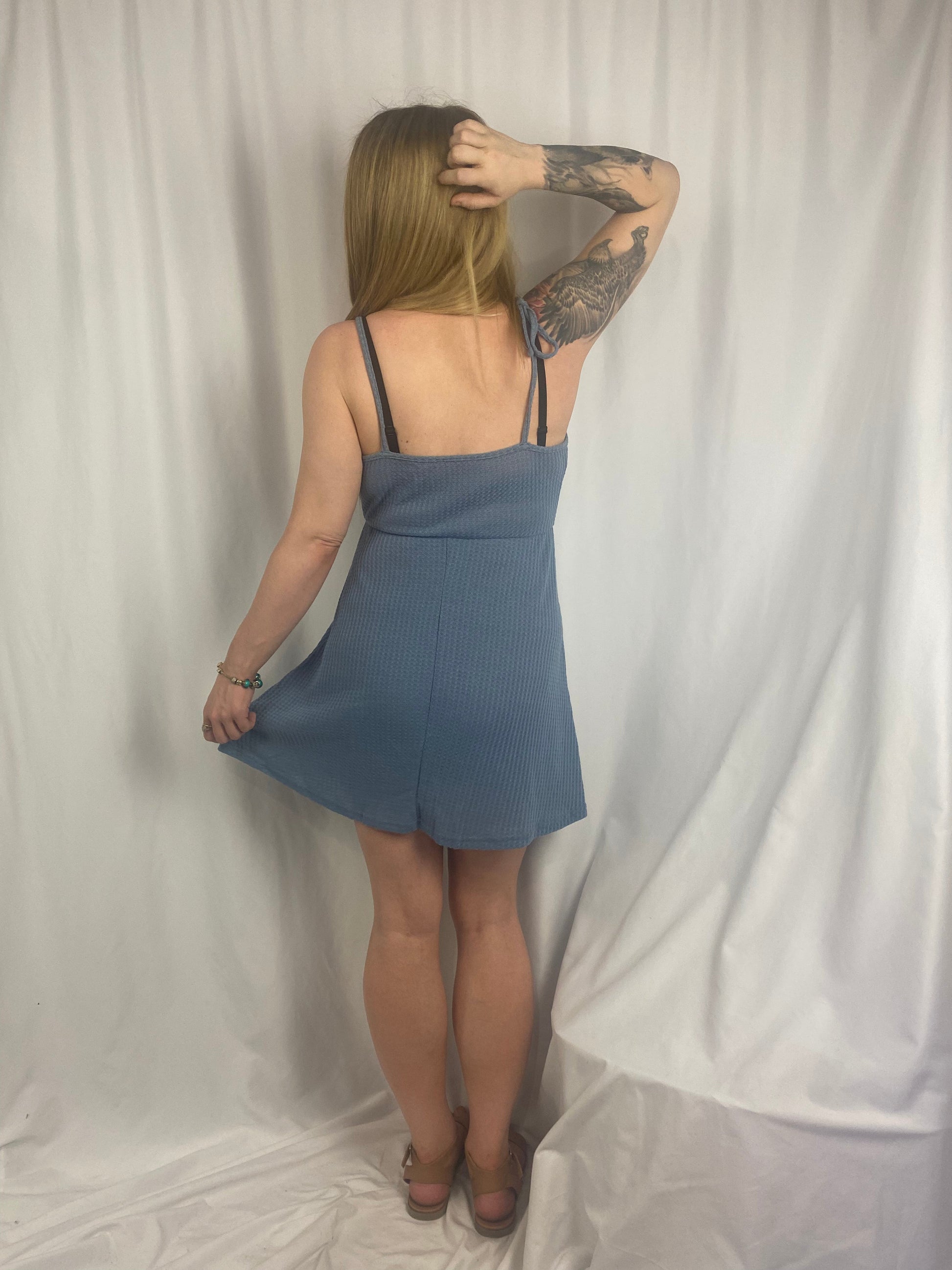 Blue Front V Neck cami Strappy Dress Aambers Goodies xx 