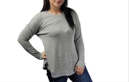 CHILLI Grey Fashion Long Sleeve Button Top Top Aambers Goodies xx 6- 8 au (XS-S) 