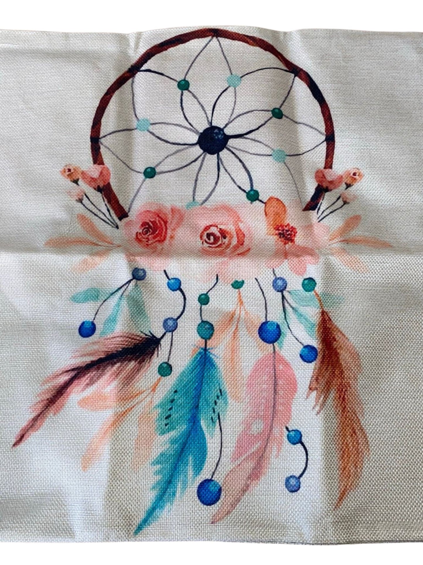CUSHION Square Country Covers Watercolor 5 styles- Elephants, Feather, Butterfly, Dragonfly, Dreamcatcher Household Aambers Goodies xx Dream Catcher 