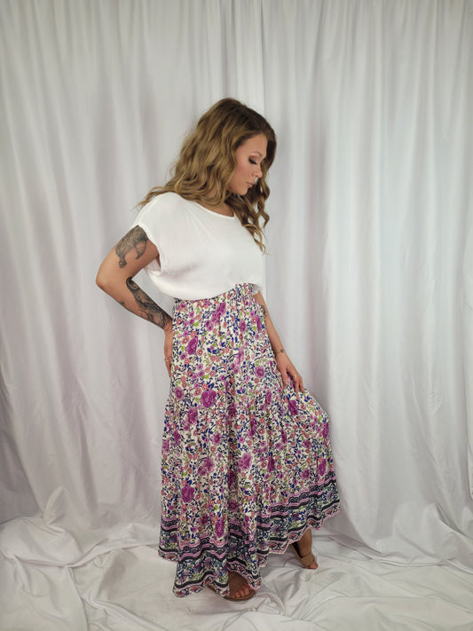 CYNTHIA purple Floral High Waisted Maxi Skirt Skirts Aambers Goodies xx 