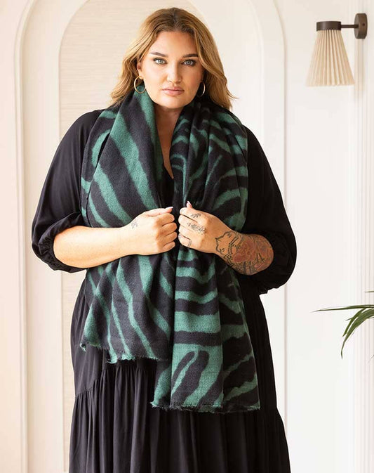 Green and Black Stripe Scarf Aambers Goodies xx Green and Black Stripe Scarf 