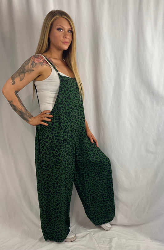HEIDI Green Leopard Pants Jumpsuit Overalls Jumpsuits & Rompers Aambers Goodies xx 