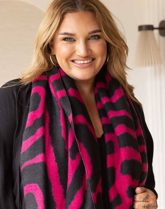 Hot Pink and Black Stripe Scarf Aambers Goodies xx 