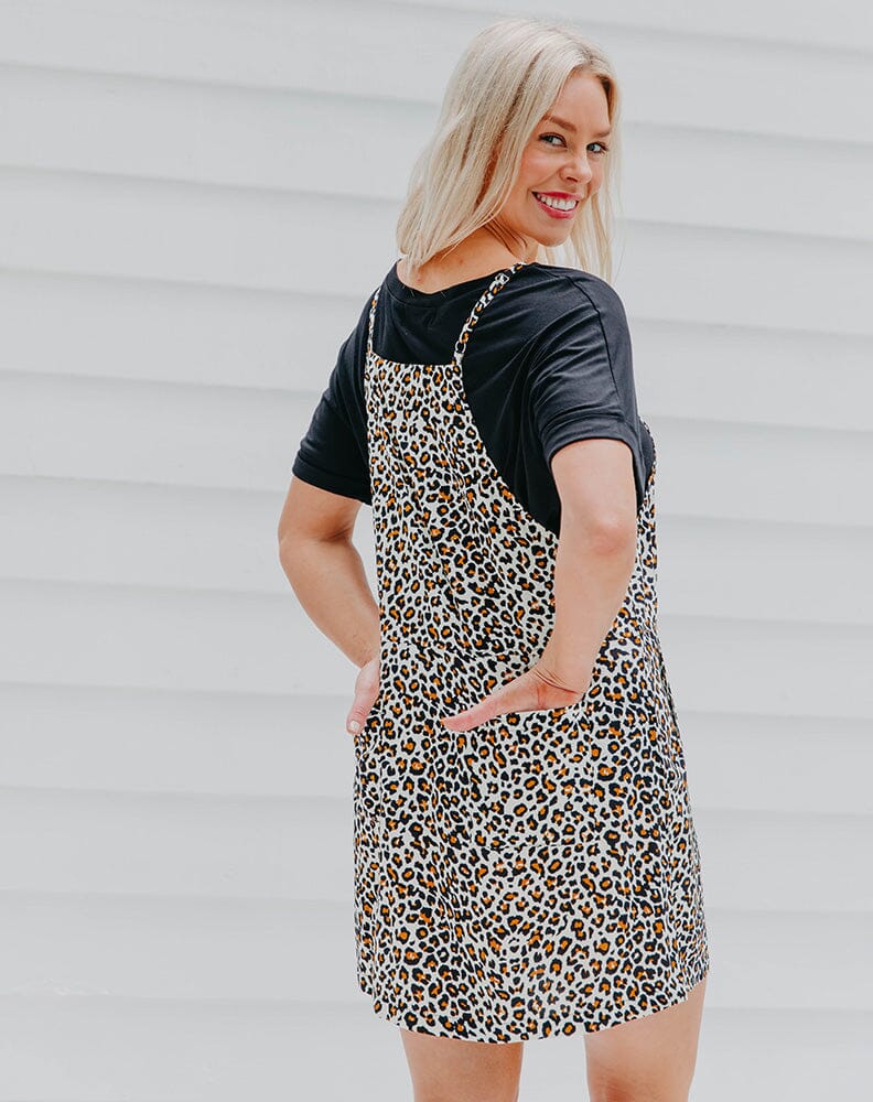 JEMIMA Leopard Mini Pinafore Dress Aambers Goodies xx 