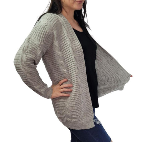 LORNA Light Grey Knitted Style Knit Cardigan Aambers Goodies xx 
