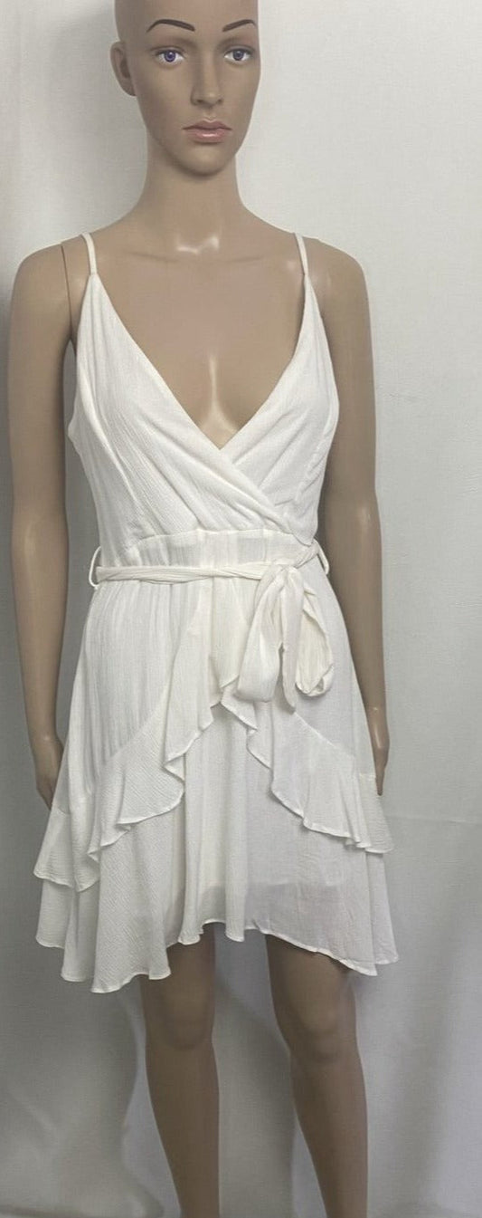 MALLORY White ruffle strappy dress Dresses Aambers Goodies xx 