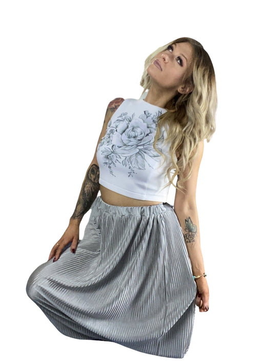 Metallic silver crease maxi skirt Skirts Aambers Goodies xx 6-8 au (XS-S) 
