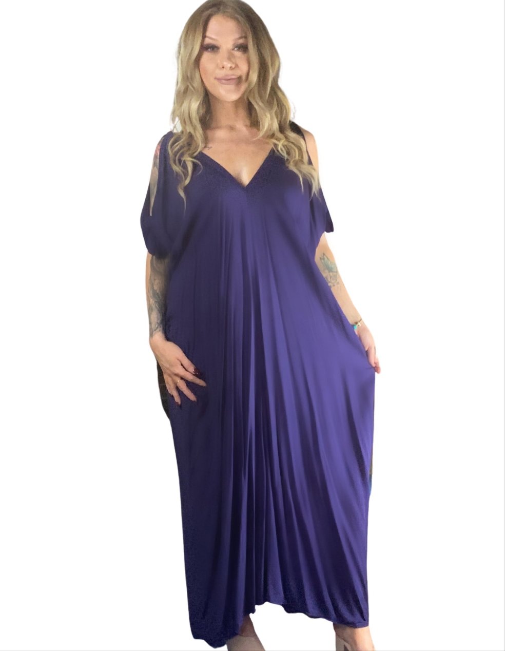 MOLLY Dark Purple Maxi Kaftan Dress Dress Aambers Goodies xx 