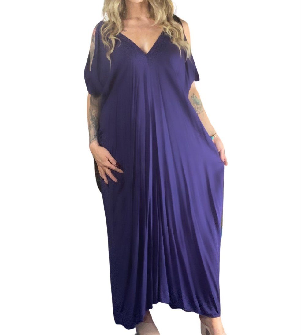 MOLLY Dark Purple Maxi Kaftan Dress Dress Aambers Goodies xx 6-26 au (XS-7XL) 