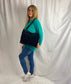 TRINITY Teal turquoise Long Sleeve Sweater Buttons Top Dresses Aambers Goodies xx 